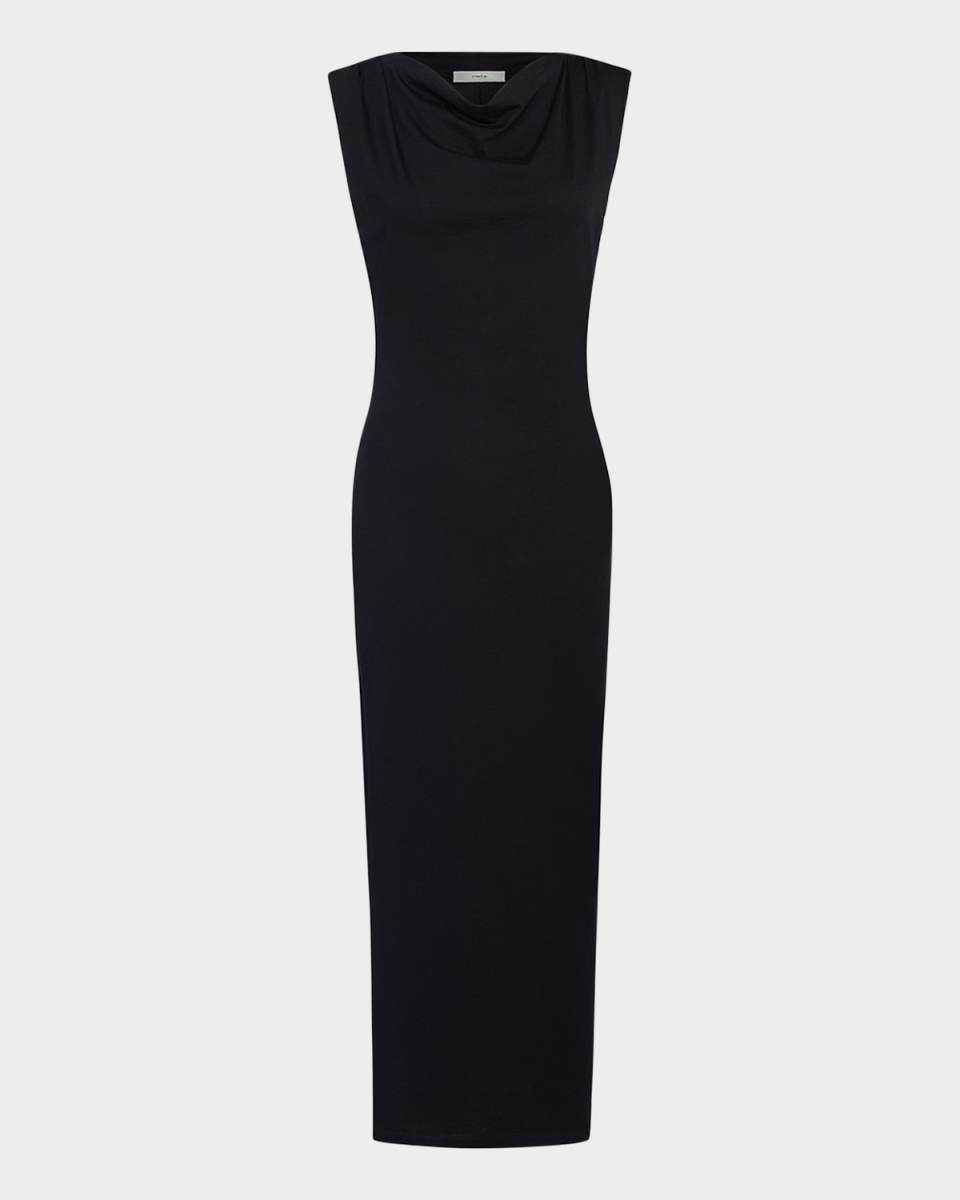 Cowl-Neck Muscle Tee Midi Dress